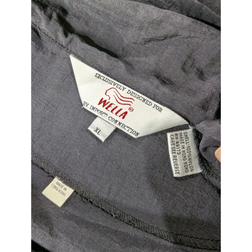 Wella XL Pullover Jacket Windbreaker Black Red White Stripe 1/4 Zip Front - Picture 3 of 11